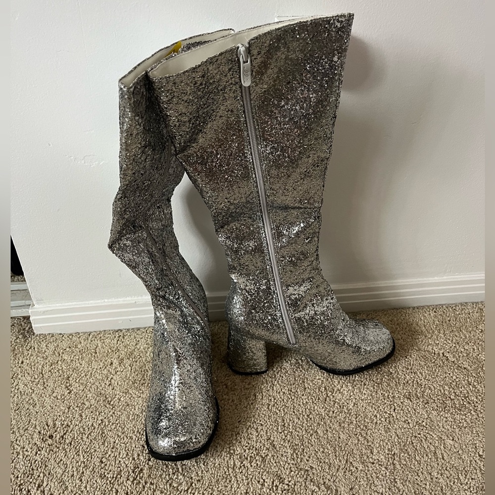 Glitter boots, high heel, mid-calf, zipper, RWT